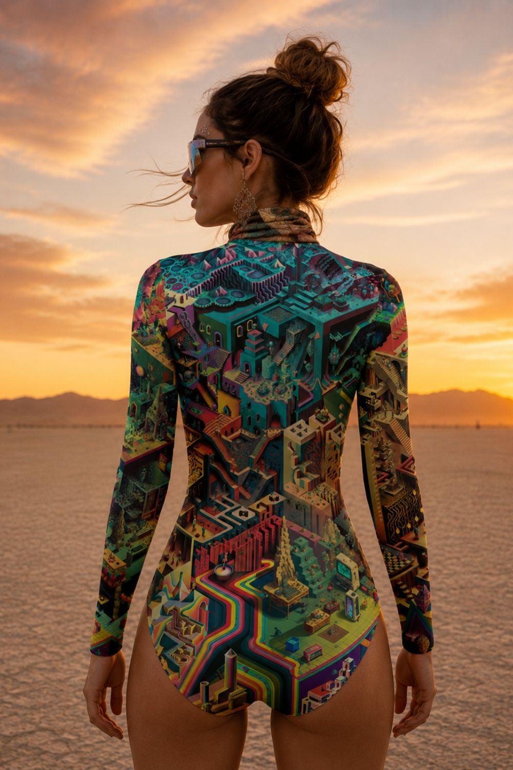 Geometric Long Sleeve Bodysuit