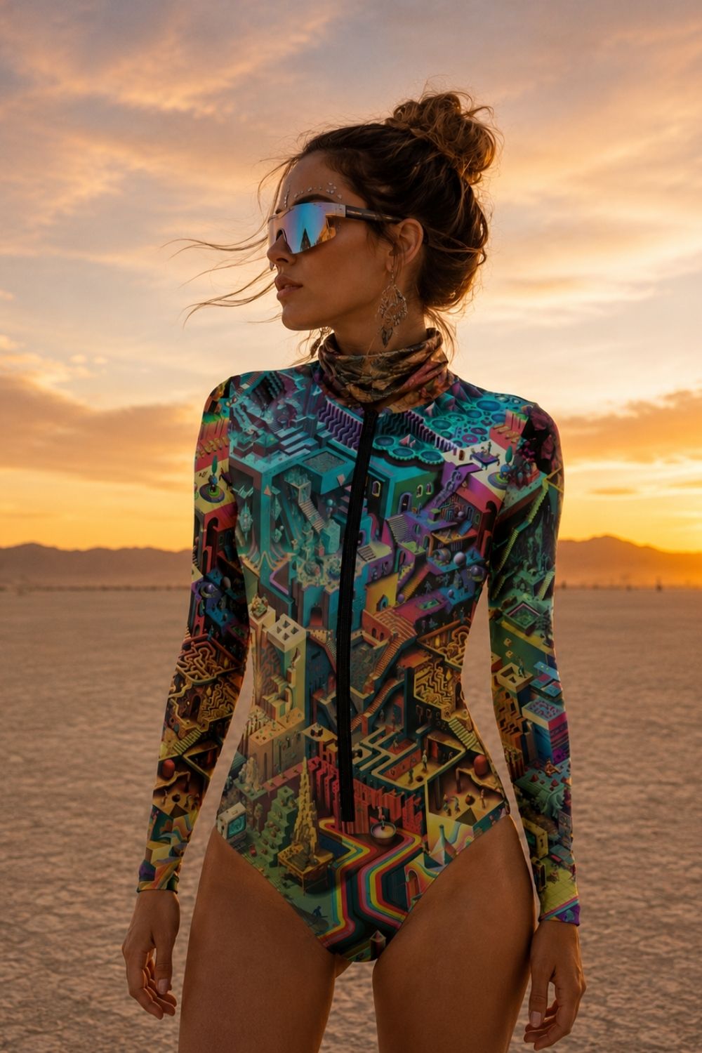 Geometric Long Sleeve Bodysuit